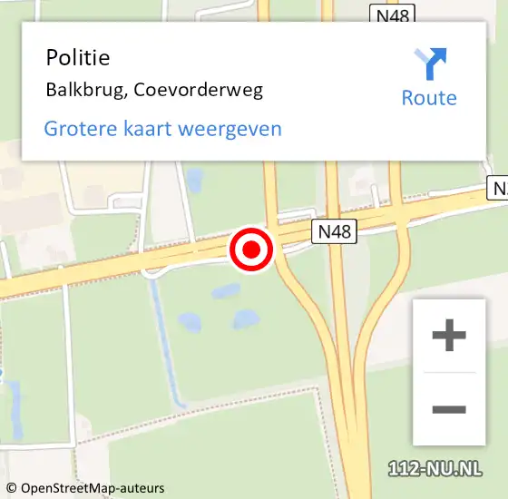 Locatie op kaart van de 112 melding: Politie Balkbrug, Coevorderweg op 9 februari 2021 11:37