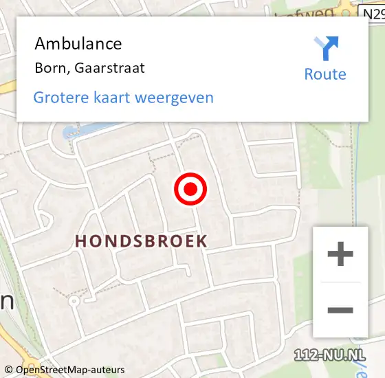 Locatie op kaart van de 112 melding: Ambulance Born, Gaarstraat op 1 juni 2014 17:50