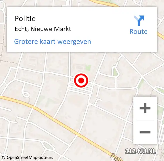 Locatie op kaart van de 112 melding: Politie Echt, Nieuwe Markt op 9 februari 2021 11:39