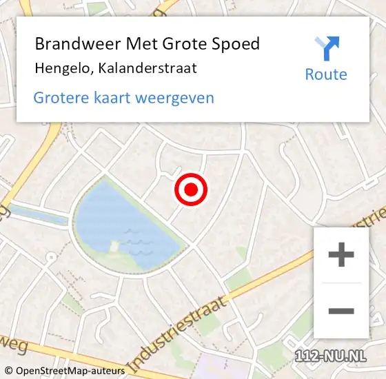 Locatie op kaart van de 112 melding: Brandweer Met Grote Spoed Naar Hengelo, Kalanderstraat op 9 februari 2021 12:56