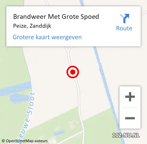 Locatie op kaart van de 112 melding: Brandweer Met Grote Spoed Naar Peize, Zanddijk op 9 februari 2021 13:15
