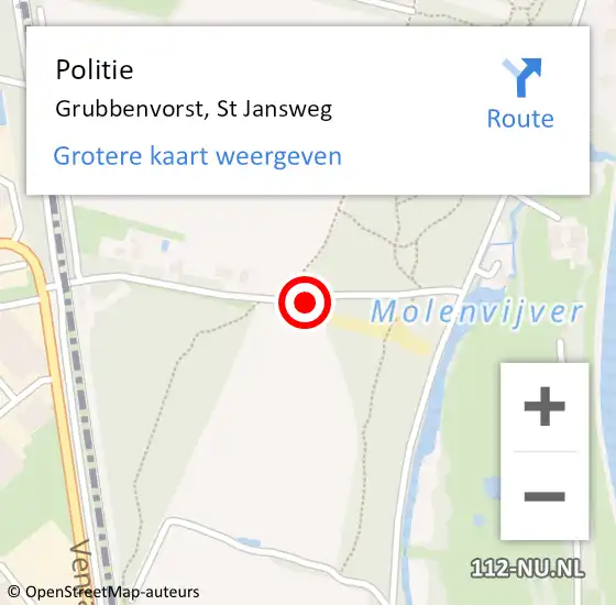 Locatie op kaart van de 112 melding: Politie Grubbenvorst, St Jansweg op 9 februari 2021 14:32