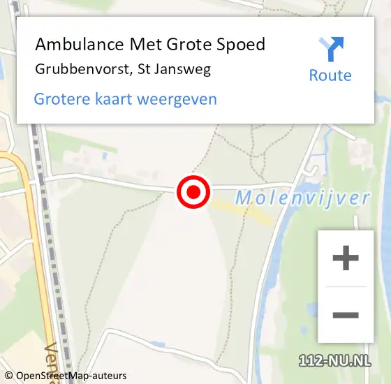 Locatie op kaart van de 112 melding: Ambulance Met Grote Spoed Naar Grubbenvorst, St Jansweg op 9 februari 2021 14:35