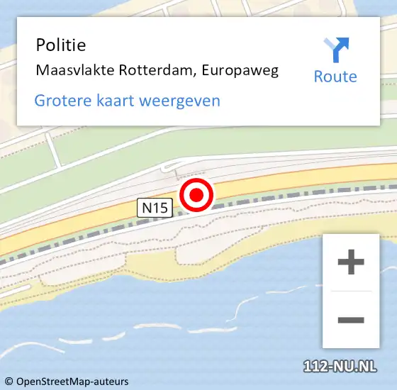 Locatie op kaart van de 112 melding: Politie Maasvlakte Rotterdam, Europaweg op 9 februari 2021 14:47