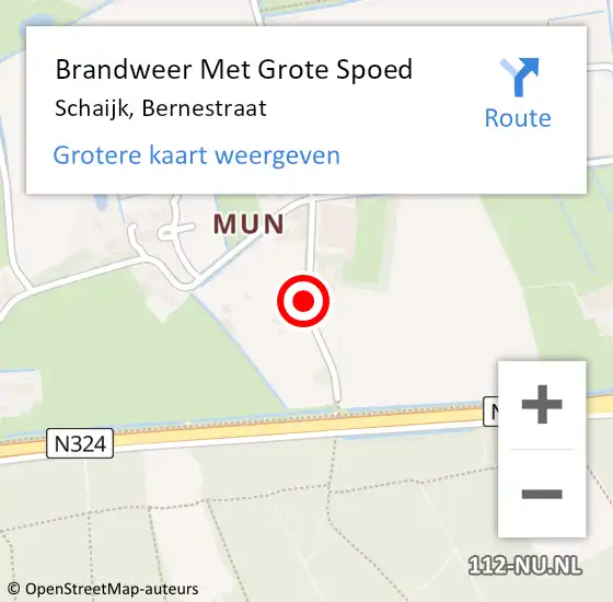 Locatie op kaart van de 112 melding: Brandweer Met Grote Spoed Naar Schaijk, Bernestraat op 9 februari 2021 14:47