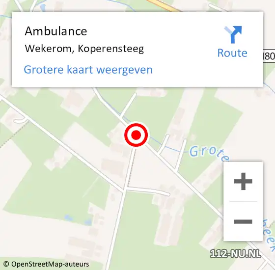 Locatie op kaart van de 112 melding: Ambulance Wekerom, Koperensteeg op 9 februari 2021 15:03