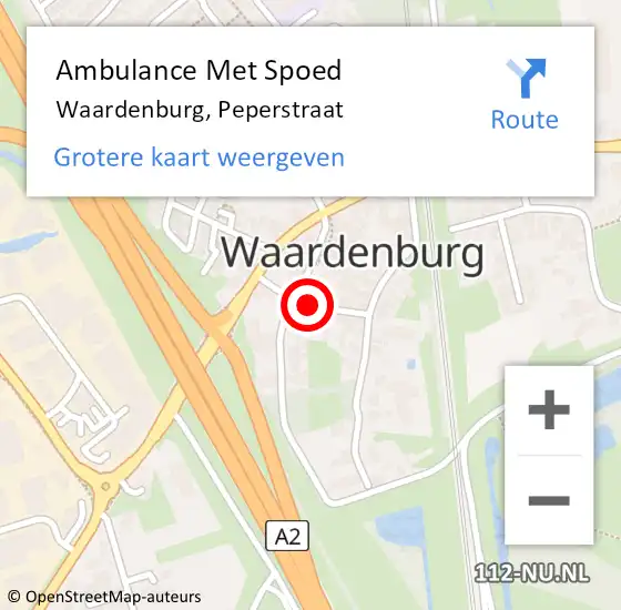 Locatie op kaart van de 112 melding: Ambulance Met Spoed Naar Waardenburg, Peperstraat op 9 februari 2021 15:31