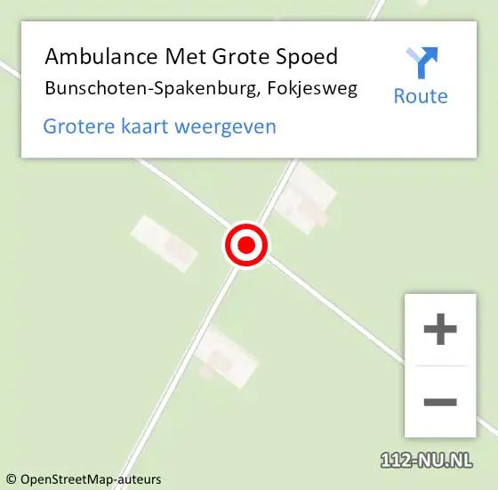 Locatie op kaart van de 112 melding: Ambulance Met Grote Spoed Naar Bunschoten-Spakenburg, Fokjesweg op 1 juni 2014 18:44