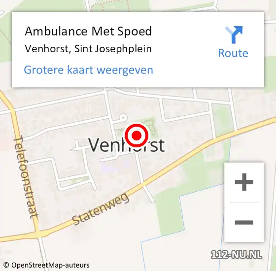 Locatie op kaart van de 112 melding: Ambulance Met Spoed Naar Venhorst, Sint Josephplein op 1 juni 2014 18:46