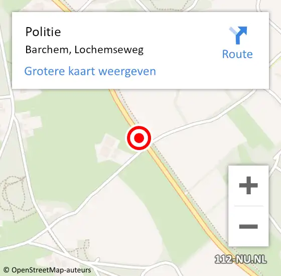 Locatie op kaart van de 112 melding: Politie Barchem, Lochemseweg op 1 juni 2014 18:46