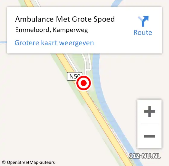 Locatie op kaart van de 112 melding: Ambulance Met Grote Spoed Naar Emmeloord, Kamperweg op 9 februari 2021 17:46