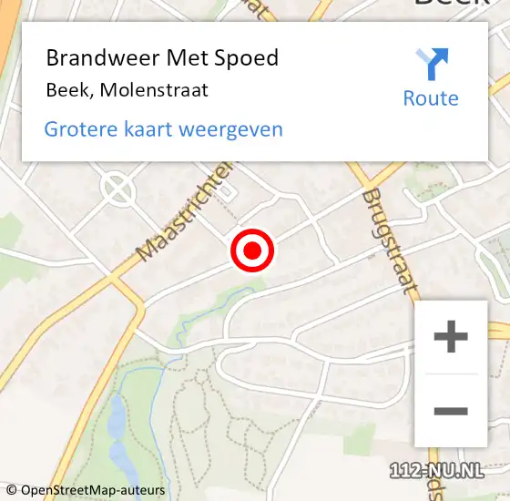 Locatie op kaart van de 112 melding: Brandweer Met Spoed Naar Beek, Molenstraat op 9 februari 2021 18:16