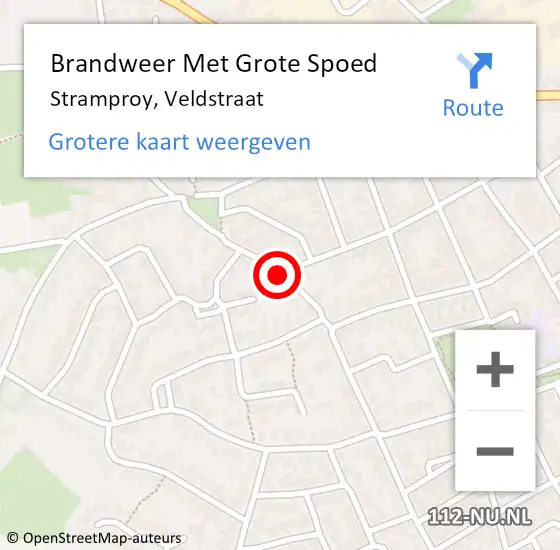 Locatie op kaart van de 112 melding: Brandweer Met Grote Spoed Naar Stramproy, Veldstraat op 9 februari 2021 18:34