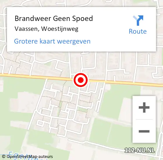Locatie op kaart van de 112 melding: Brandweer Geen Spoed Naar Vaassen, Woestijnweg op 9 februari 2021 19:00
