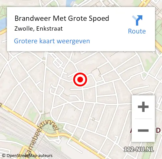 Locatie op kaart van de 112 melding: Brandweer Met Grote Spoed Naar Zwolle, Enkstraat op 9 februari 2021 19:30