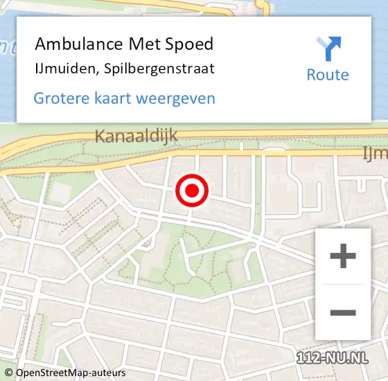 Locatie op kaart van de 112 melding: Ambulance Met Spoed Naar IJmuiden, Spilbergenstraat op 9 februari 2021 20:24