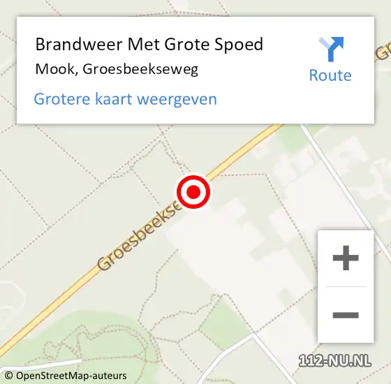 Locatie op kaart van de 112 melding: Brandweer Met Grote Spoed Naar Mook, Groesbeekseweg op 9 februari 2021 20:32