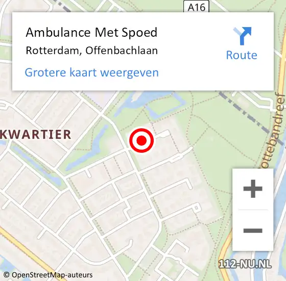 Locatie op kaart van de 112 melding: Ambulance Met Spoed Naar Rotterdam, Offenbachlaan op 9 februari 2021 22:55