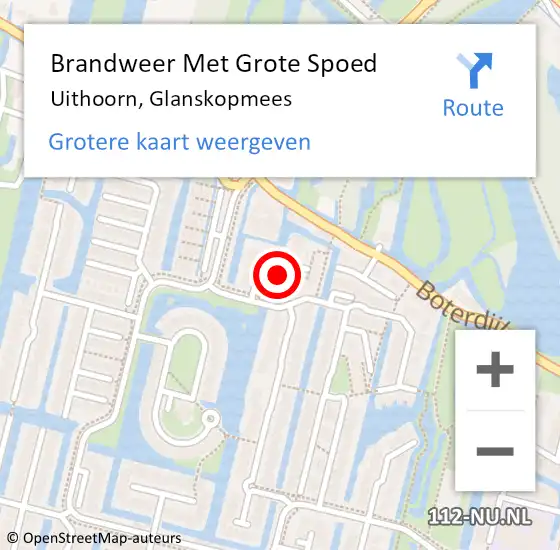 Locatie op kaart van de 112 melding: Brandweer Met Grote Spoed Naar Uithoorn, Glanskopmees op 9 februari 2021 23:13