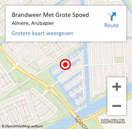 Locatie op kaart van de 112 melding: Brandweer Met Grote Spoed Naar Almere, Arubapier op 10 februari 2021 01:49