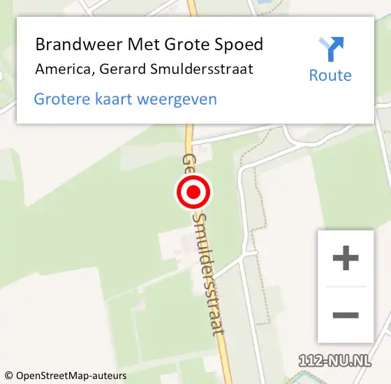 Locatie op kaart van de 112 melding: Brandweer Met Grote Spoed Naar America, Gerard Smuldersstraat op 10 februari 2021 04:20