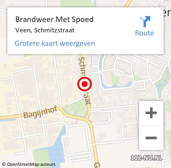 Locatie op kaart van de 112 melding: Brandweer Met Spoed Naar Veen, Schmitzstraat op 10 februari 2021 08:47