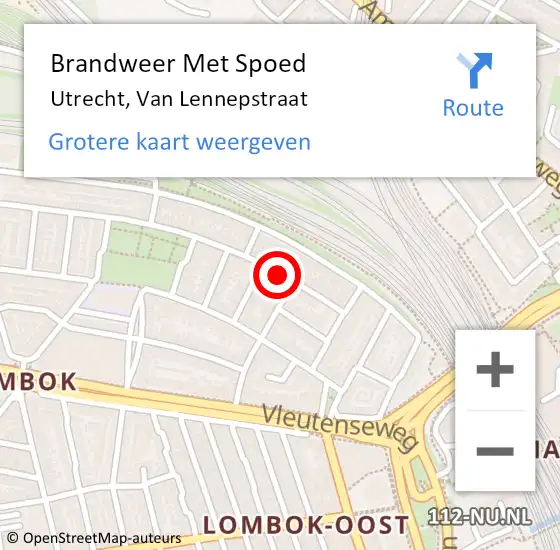 Locatie op kaart van de 112 melding: Brandweer Met Spoed Naar Utrecht, Van Lennepstraat op 10 februari 2021 09:04