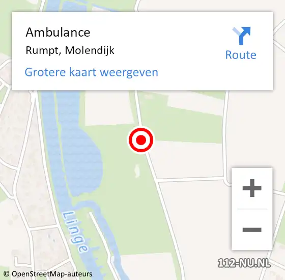 Locatie op kaart van de 112 melding: Ambulance Rumpt, Molendijk op 10 februari 2021 09:10