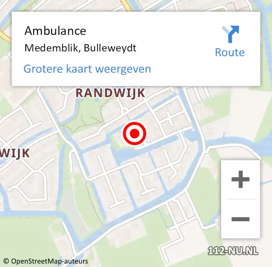 Locatie op kaart van de 112 melding: Ambulance Medemblik, Bulleweydt op 10 februari 2021 09:52