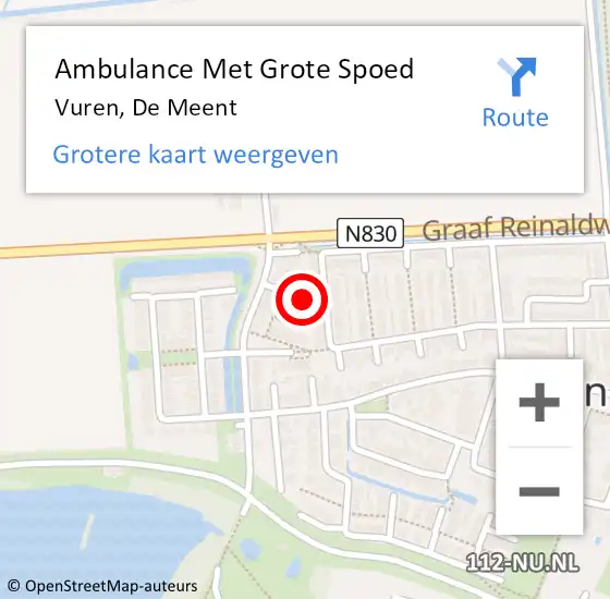 Locatie op kaart van de 112 melding: Ambulance Met Grote Spoed Naar Vuren, De Meent op 10 februari 2021 10:22