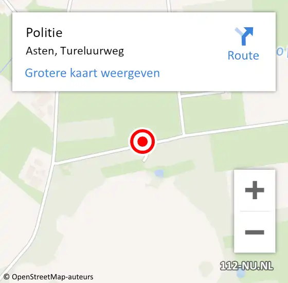 Locatie op kaart van de 112 melding: Politie Asten, Tureluurweg op 10 februari 2021 10:27