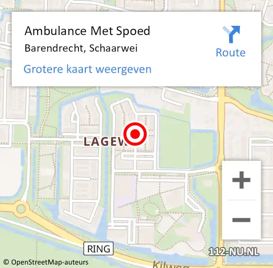 Locatie op kaart van de 112 melding: Ambulance Met Spoed Naar Barendrecht, Schaarwei op 10 februari 2021 10:37