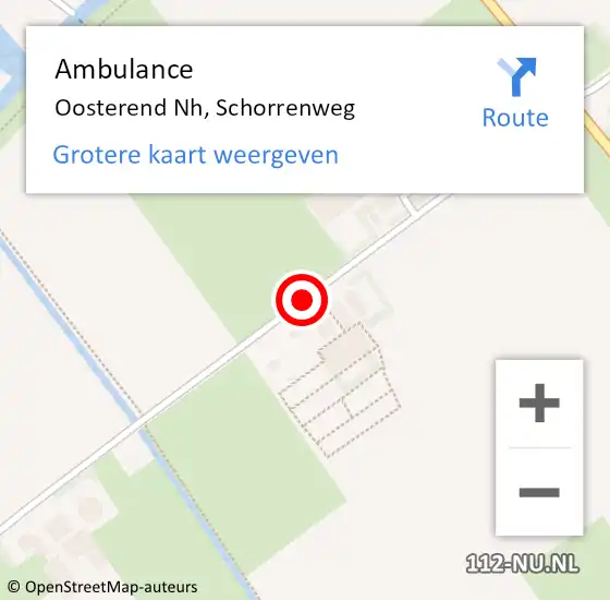 Locatie op kaart van de 112 melding: Ambulance Oosterend Nh, Schorrenweg op 10 februari 2021 10:49