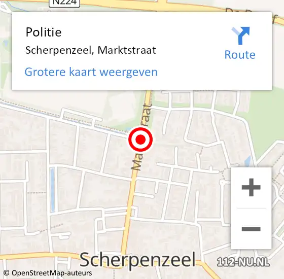 Locatie op kaart van de 112 melding: Politie Scherpenzeel, Marktstraat op 10 februari 2021 11:04