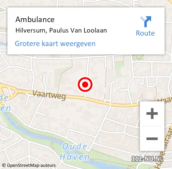 Locatie op kaart van de 112 melding: Ambulance Hilversum, Paulus Van Loolaan op 10 februari 2021 11:16