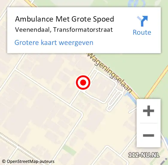 Locatie op kaart van de 112 melding: Ambulance Met Grote Spoed Naar Veenendaal, Transformatorstraat op 10 februari 2021 11:44