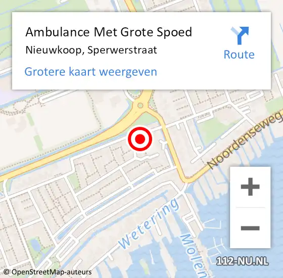 Locatie op kaart van de 112 melding: Ambulance Met Grote Spoed Naar Nieuwkoop, Sperwerstraat op 1 juni 2014 20:13