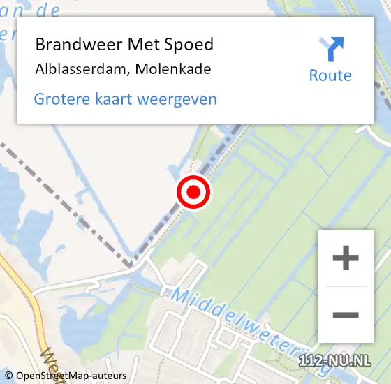 Locatie op kaart van de 112 melding: Brandweer Met Spoed Naar Alblasserdam, Molenkade op 10 februari 2021 12:37