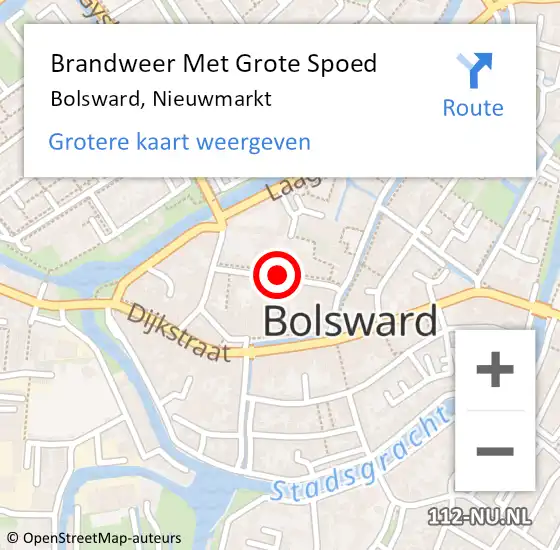 Locatie op kaart van de 112 melding: Brandweer Met Grote Spoed Naar Bolsward, Nieuwmarkt op 10 februari 2021 13:34