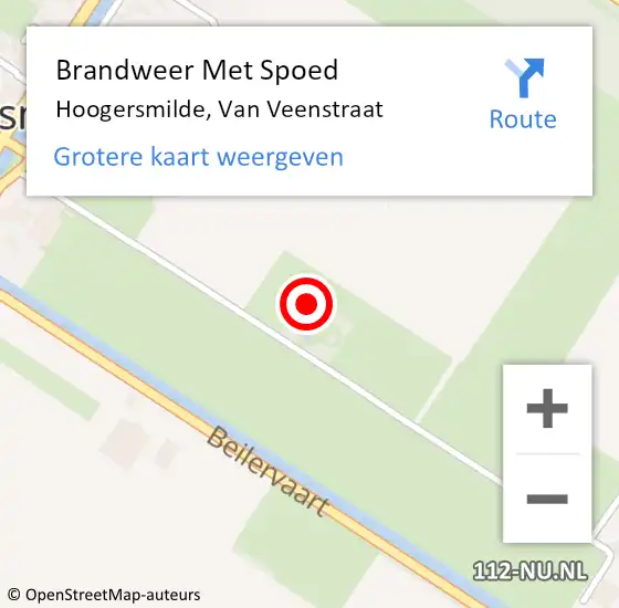 Locatie op kaart van de 112 melding: Brandweer Met Spoed Naar Hoogersmilde, Van Veenstraat op 1 juni 2014 20:30