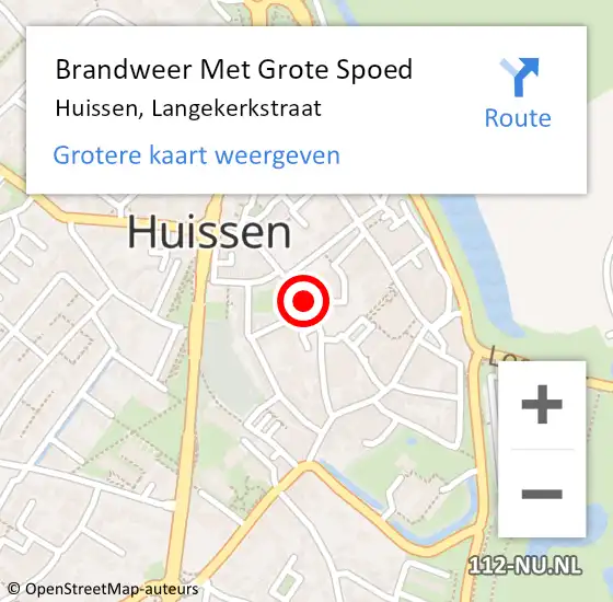 Locatie op kaart van de 112 melding: Brandweer Met Grote Spoed Naar Huissen, Langekerkstraat op 10 februari 2021 14:11