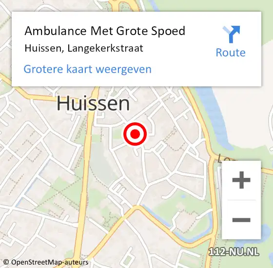 Locatie op kaart van de 112 melding: Ambulance Met Grote Spoed Naar Huissen, Langekerkstraat op 10 februari 2021 14:11