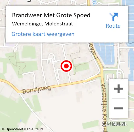 Locatie op kaart van de 112 melding: Brandweer Met Grote Spoed Naar Wemeldinge, Molenstraat op 10 februari 2021 15:12