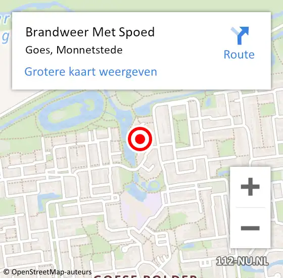 Locatie op kaart van de 112 melding: Brandweer Met Spoed Naar Goes, Monnetstede op 10 februari 2021 15:47