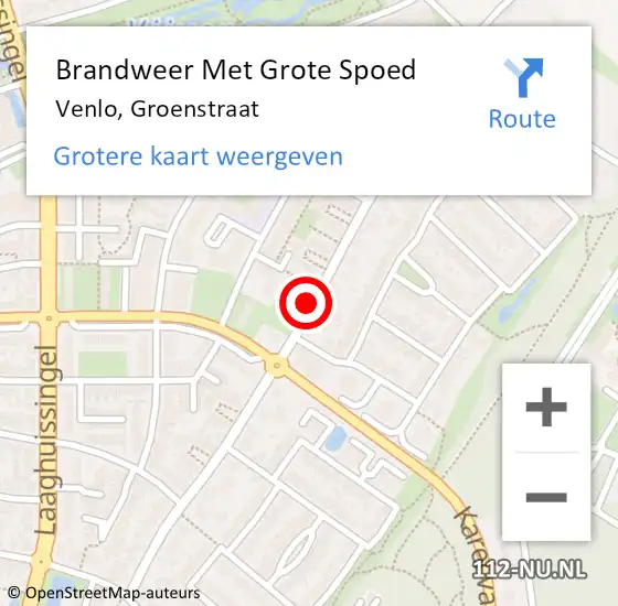 Locatie op kaart van de 112 melding: Brandweer Met Grote Spoed Naar Venlo, Groenstraat op 10 februari 2021 16:15