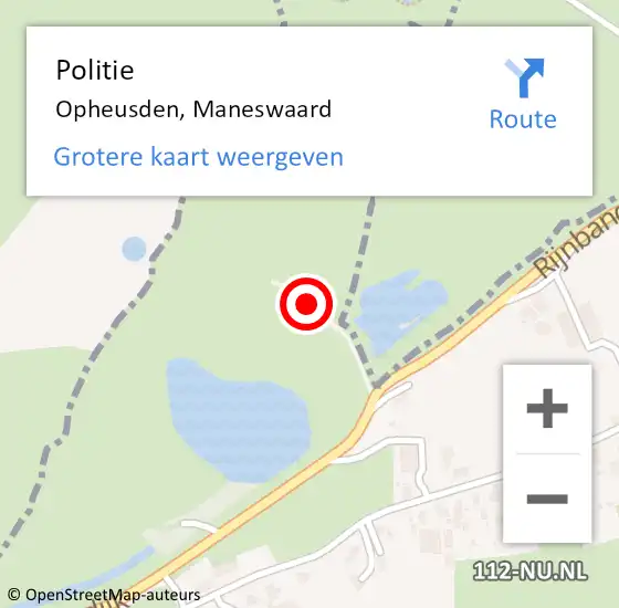 Locatie op kaart van de 112 melding: Politie Opheusden, Maneswaard op 10 februari 2021 16:22