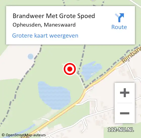 Locatie op kaart van de 112 melding: Brandweer Met Grote Spoed Naar Opheusden, Maneswaard op 10 februari 2021 16:22