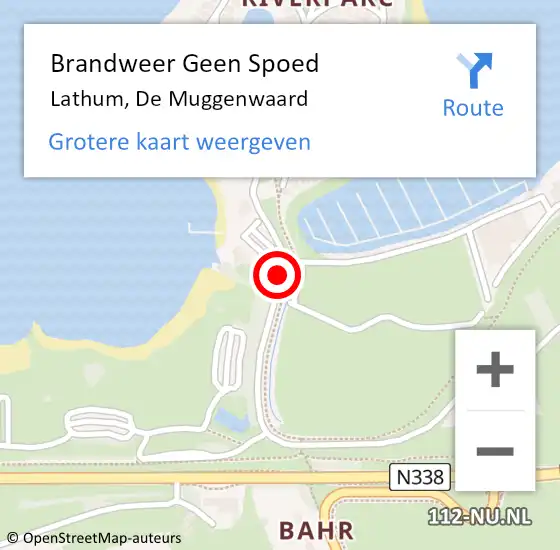 Locatie op kaart van de 112 melding: Brandweer Geen Spoed Naar Lathum, De Muggenwaard op 10 februari 2021 18:15