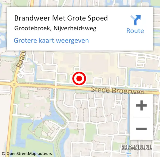 Locatie op kaart van de 112 melding: Brandweer Met Grote Spoed Naar Grootebroek, Nijverheidsweg op 10 februari 2021 18:21