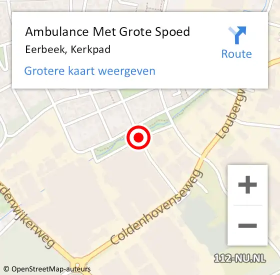 Locatie op kaart van de 112 melding: Ambulance Met Grote Spoed Naar Eerbeek, Kerkpad op 10 februari 2021 18:35